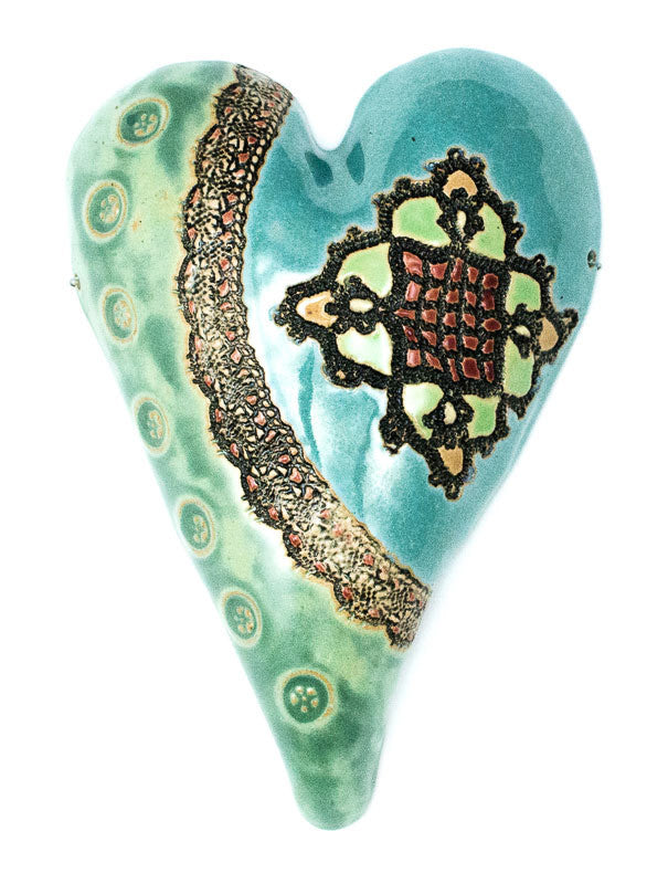 Sally's Pattern Heart Cermaic Wall Art - Medium