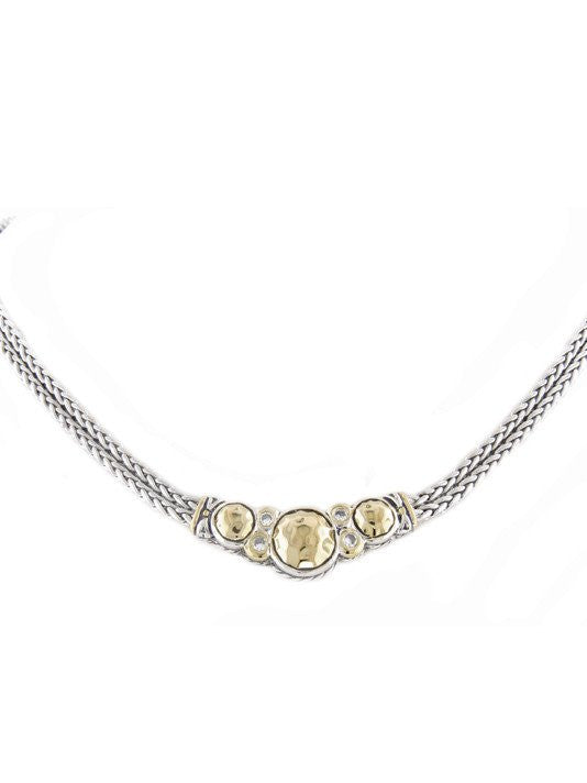 Oval Link Collection Hammered Double Strand Necklace by John Medeiros