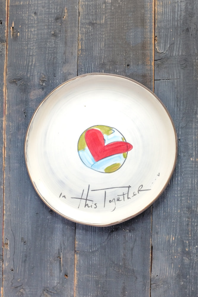 In this Together Small Round Plate Hand Painted Ceramic