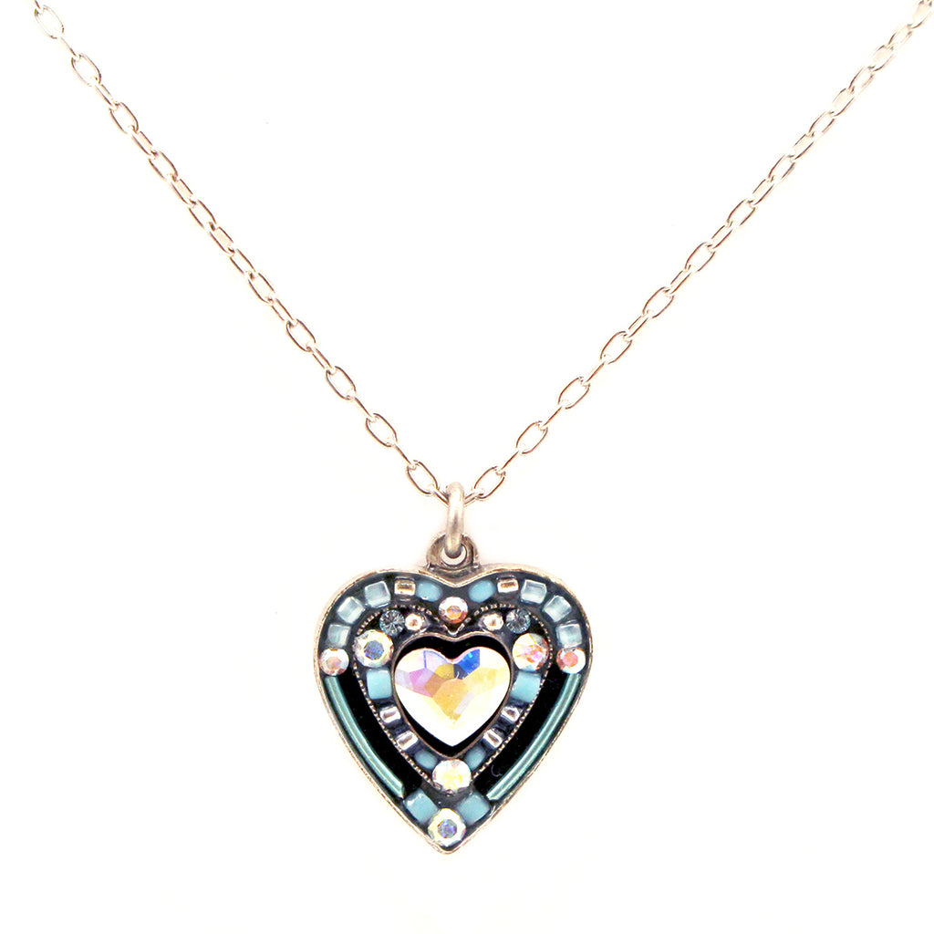 Ice Rose Heart Pendant Necklace by Firefly Jewelry
