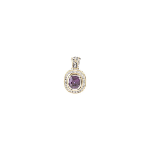 John Medeiros Amythest Rectangle Enhancer Pendant with Pave Cubic Zirconia