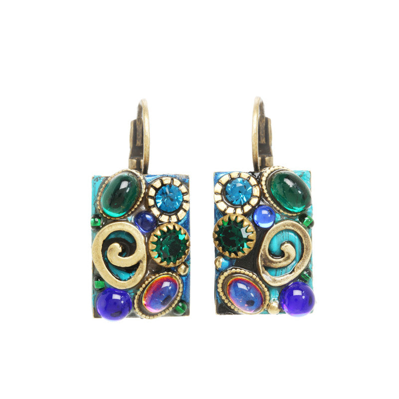 Emerald Rectangle Earrings by Michal Golan
