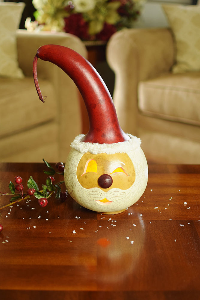 Santa Head Medium Lit Gourd