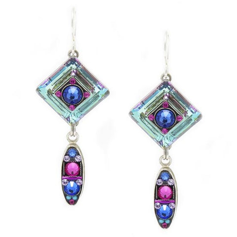 Sapphire La Dolce Vita Diamond Shape with Oval Drop Earrings by Firefly Jewelry