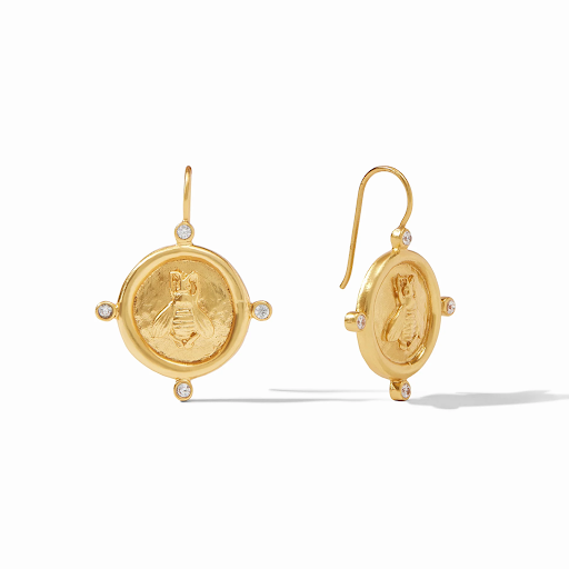 Bee Cameo Gold Cubic Zirconia Earrings by Julie Vos