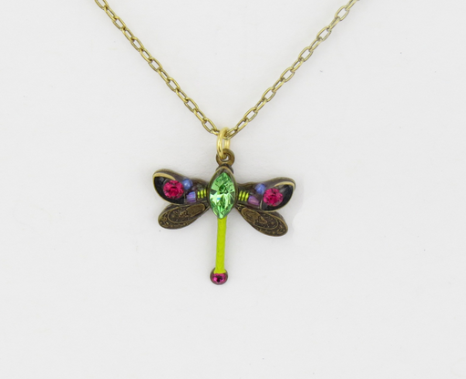 Olivine Petite Dragonfly Pendant Necklace by Firefly Jewelry