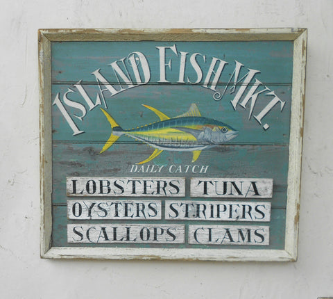 Island Fish Mkt Daily Catch with Painted Fish Americana Art