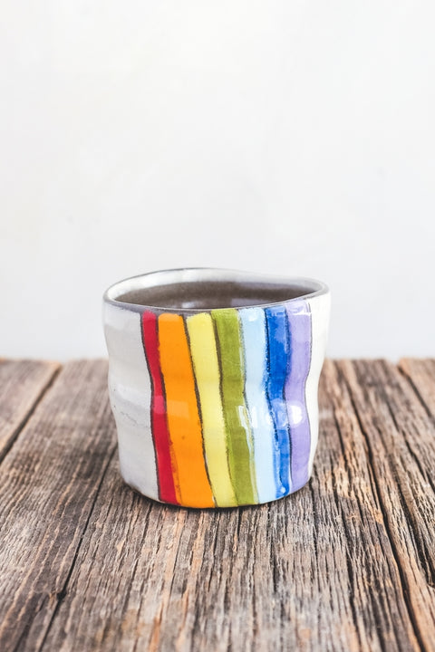 Rainbow Half Cup Hand Painted Ceramic