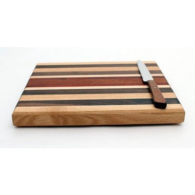 Small Cutting Board with Stripes in Oak - Size 9"x10"
