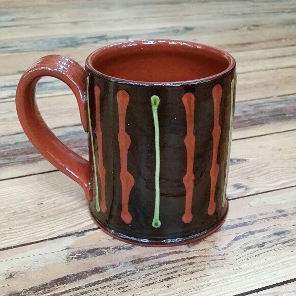Redware Mug in Black with Red Stripes