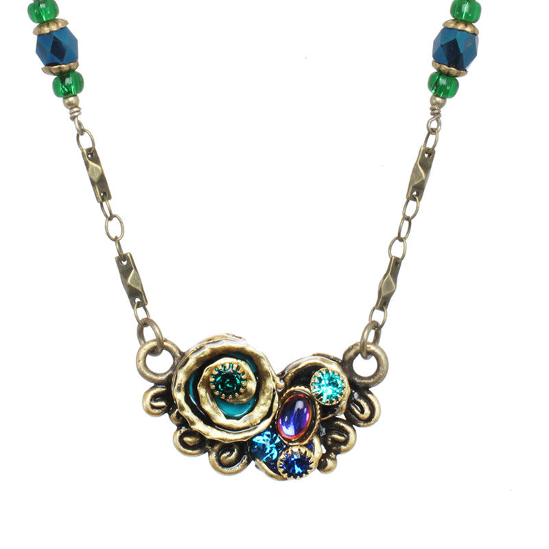 Emerald Swirl Part Beaded Chain Necklace by Michal Golan