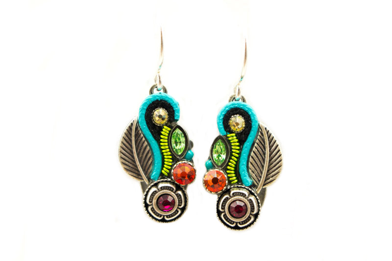 Multi Color Botanic Leaf Earrings by Firefly Jewelry