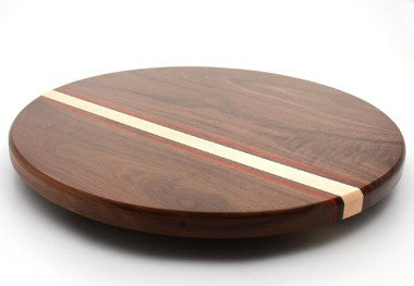 Lazy Susan with Stripes in Walnut - Size 16"