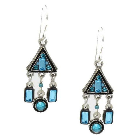 Turquoise Architectural Triangle wwith Dangles Earrings by Firefly Jewelry
