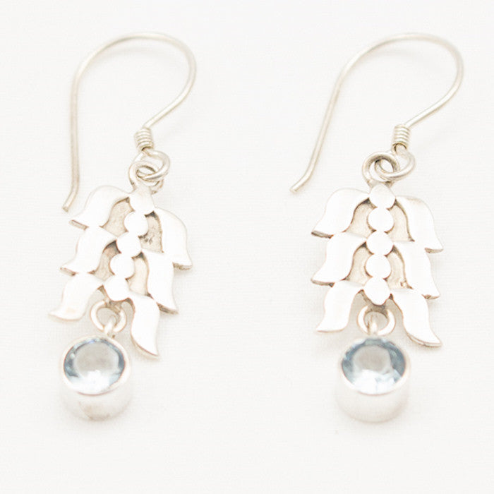 Sterling Silver Flora Nouveau Silver Dangle with Blue Topaz Earrings