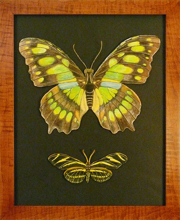 Large Green and Brown with Yellow and Brown Butterflies by Susan Daul