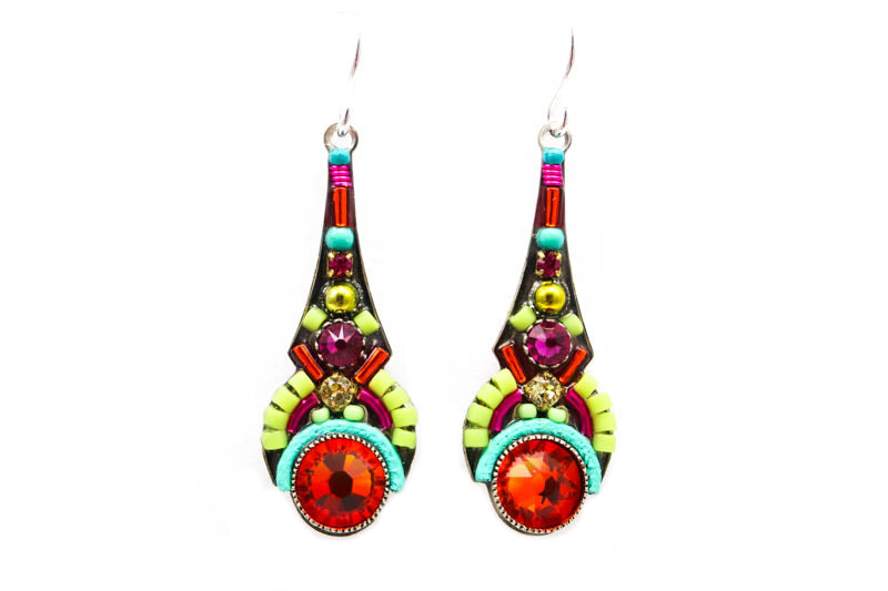 Tangerine Art Deco Drop Earrings by Firefly Jewelry