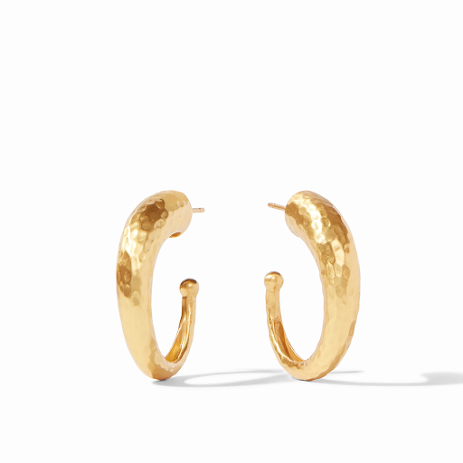 Hammered Gold Medium Hoop Earrings by Julie Vos