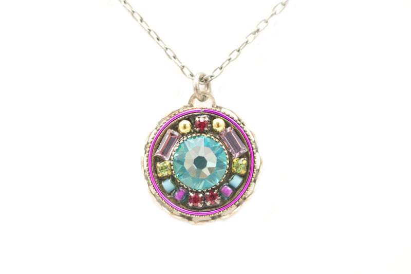 Light Turquoise Vintage Round Pendant by Firefly Jewelry