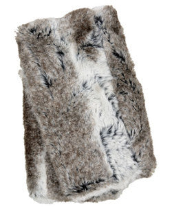 Birch with Cuddly Gray Luxury Faux Fur Fingerless Gloves
