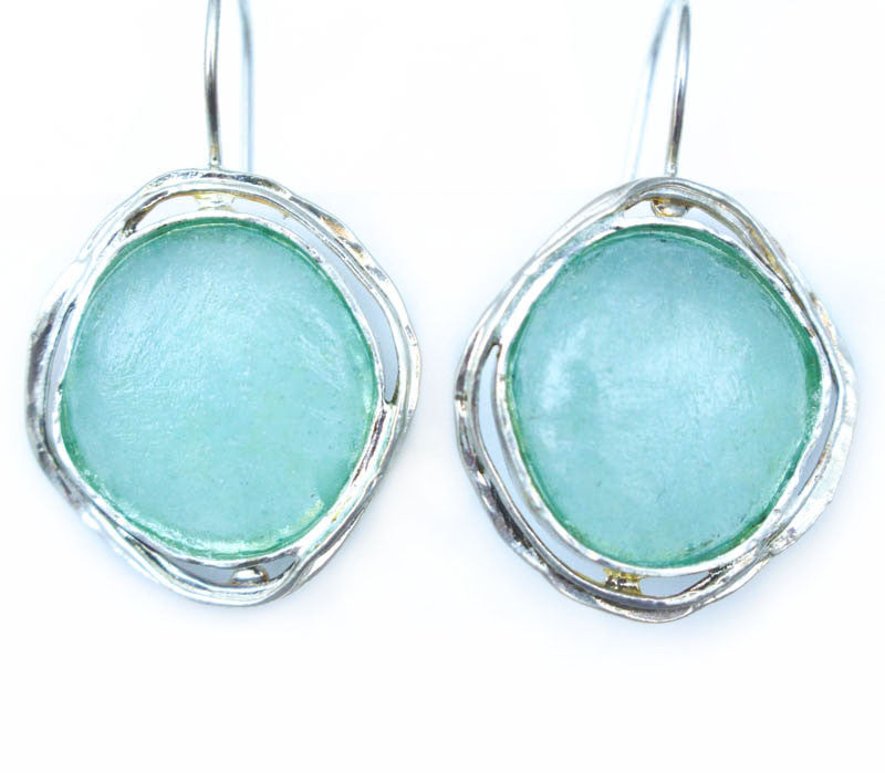 Ringed Full Round Washed Roman Glass Earrings