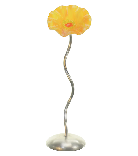Gold Silver Base Single Handblown Glass Flower
