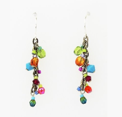 Multi Color Fire Polished Cascade Earrings by Firefly Jewelry