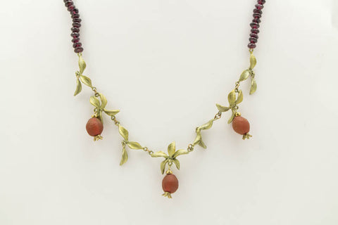 Pomegrante 18 inch Adjustable Beaded Necklace