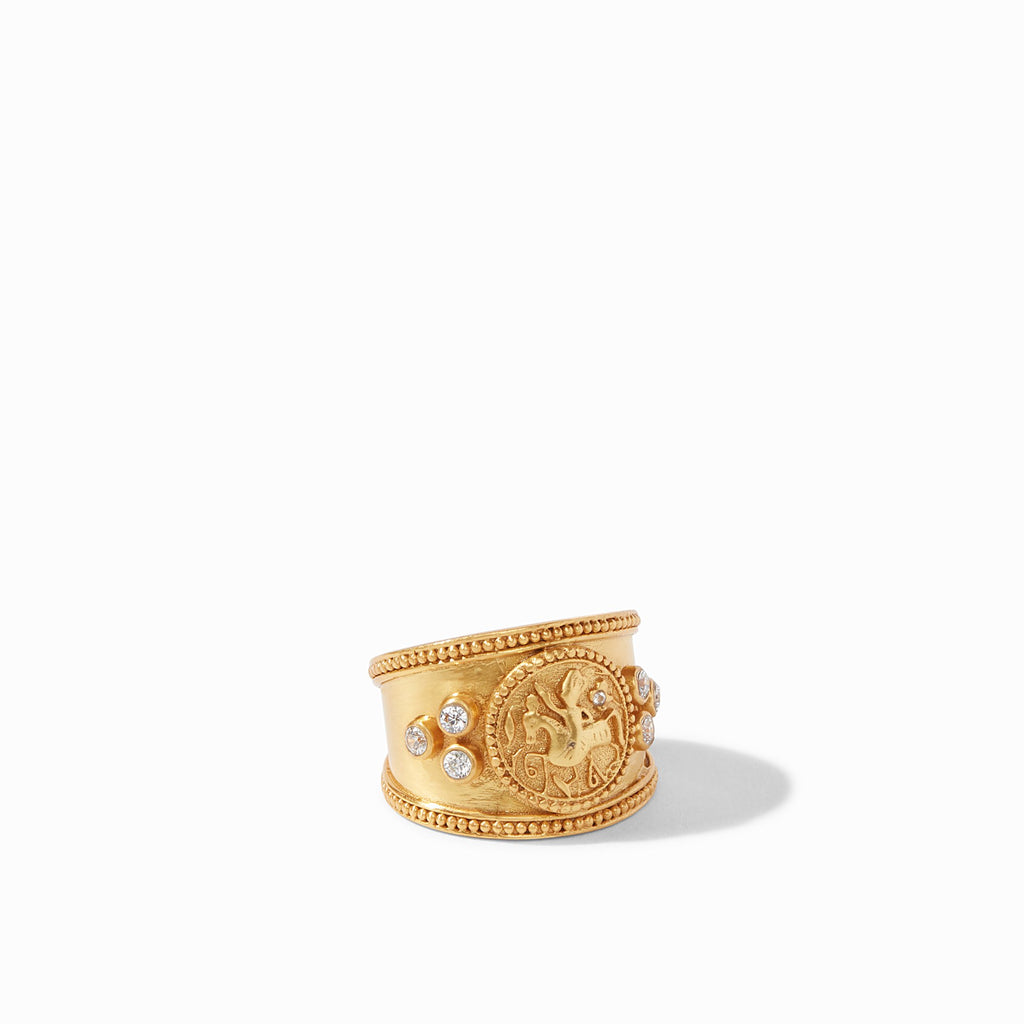 Coin Crest Ring Gold Cz - Size 7 (Adjustable) by Julie Vos