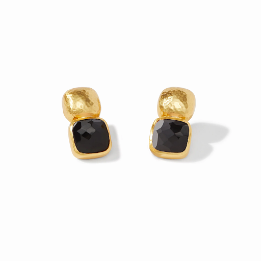 Catalina Gold Obsidian Black Earrings by Julie Vos