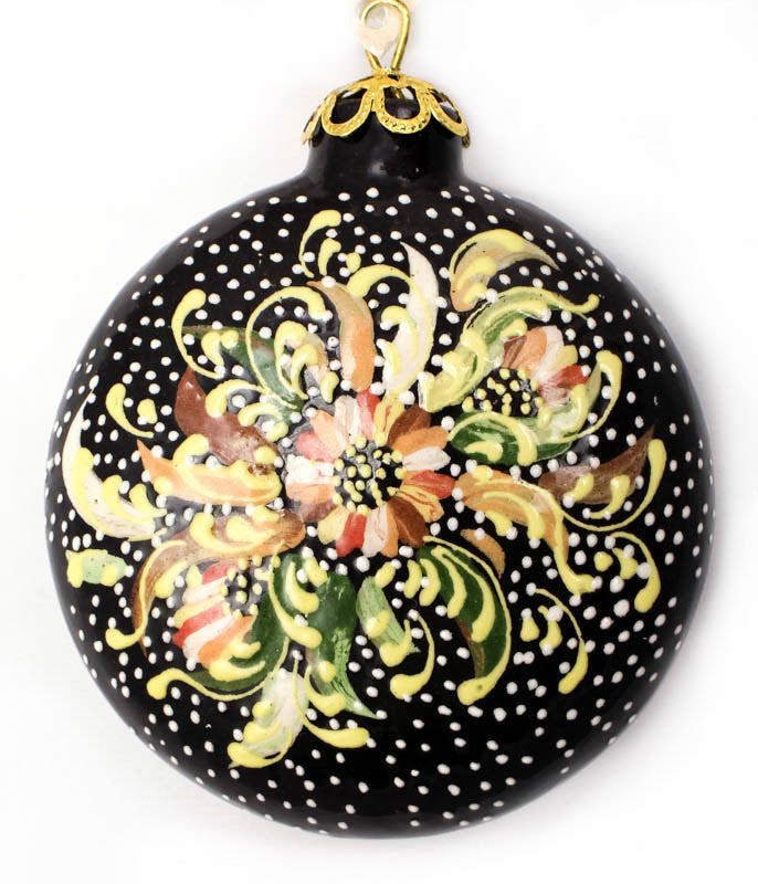 Morning Glow Bouquet Small Round Ceramic Ornament