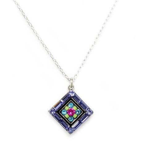 Tanzanite La Dolce Vita Diamond Shape Pendant Necklace by Firefly Jewelry