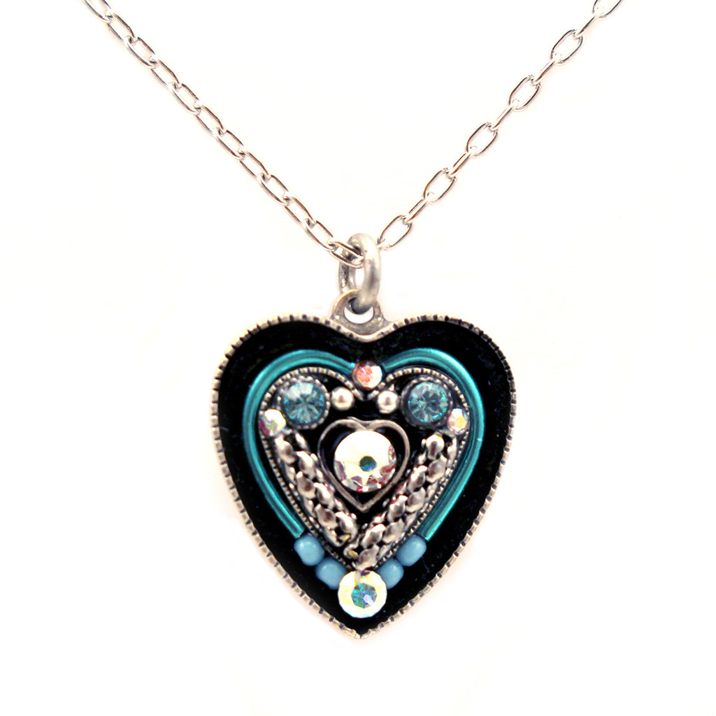 Ice Heart within a Heart Pendant Necklace by Firefly Jewelry