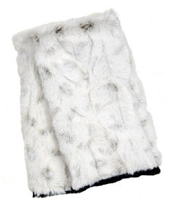 Winter Frost with Cuddly Black Luxury Faux Fur Fingerless Gloves