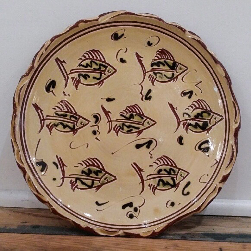 Redware Dinner Plate with Fish