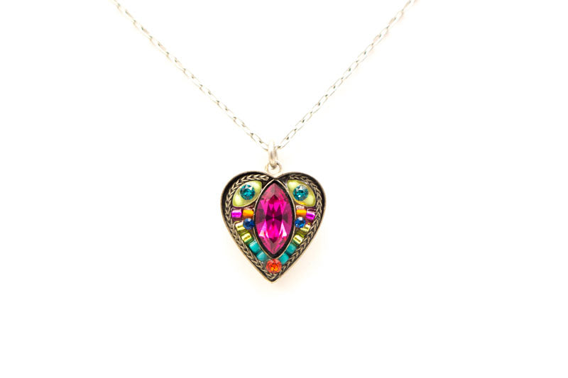 Multicolor Heart with Marquis Stone Necklace by Firefly Jewelry