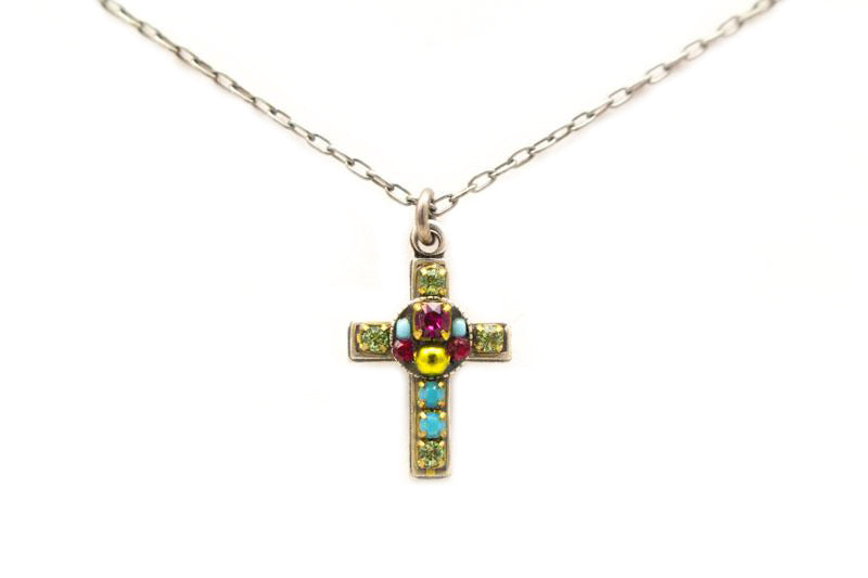 FuschiaPetite Cross Necklace by Firefly Necklace