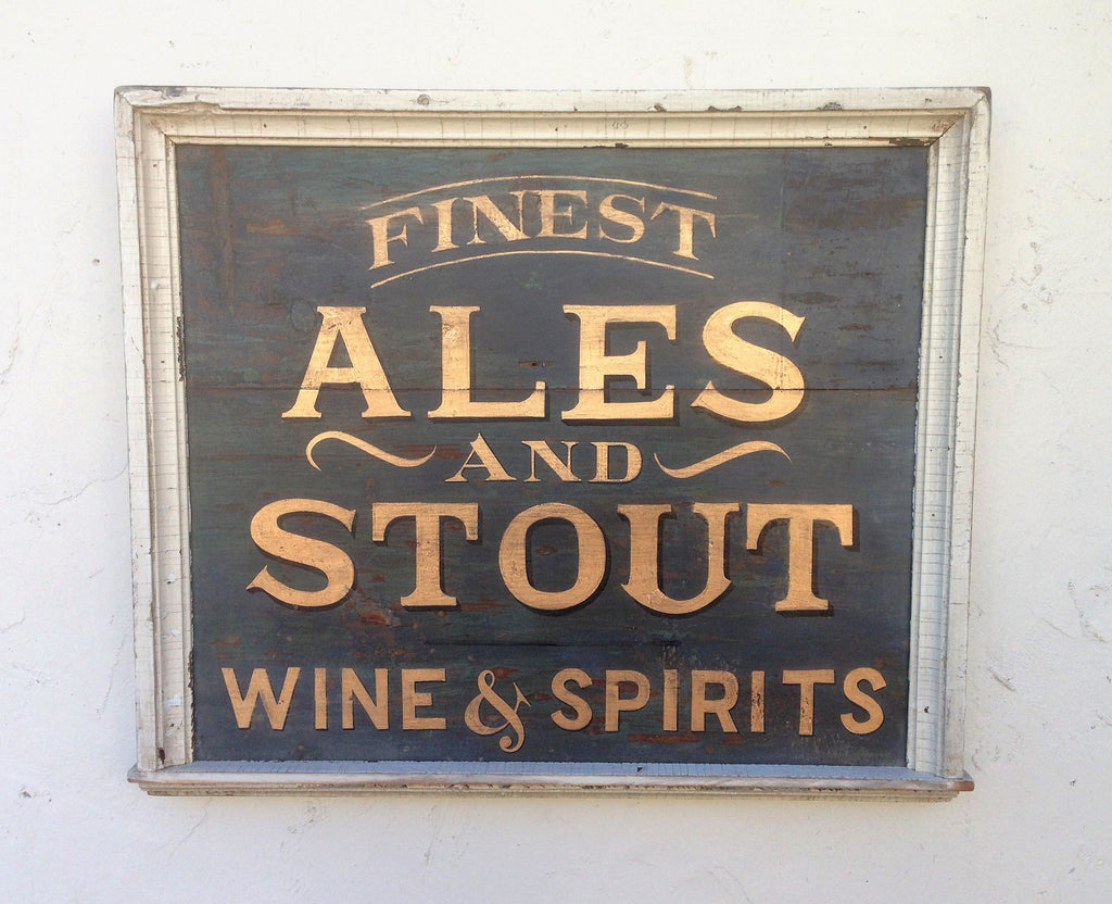 Finest Ales and Stout Wines & Spirits Black with White Trim Americana Art