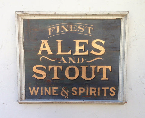 Finest Ales and Stout Wines & Spirits Black with White Trim Americana Art