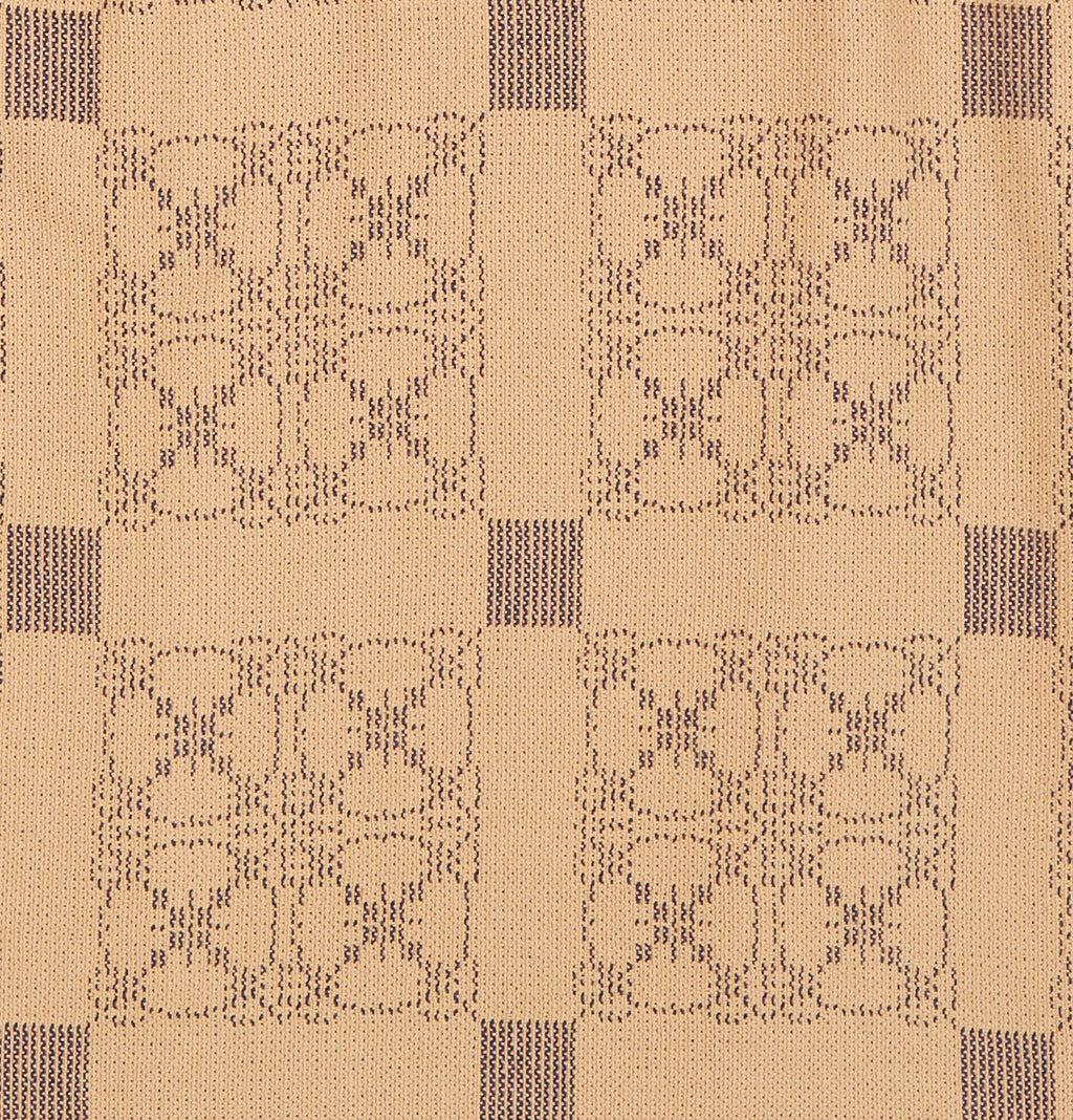 Carriage Wheel Queen Coverlet in Tan with Blue