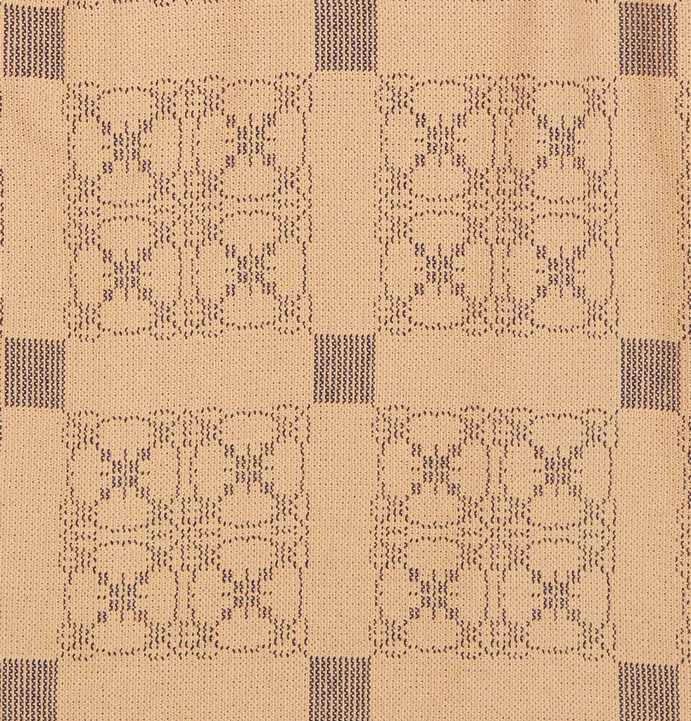 Carriage Wheel Queen Coverlet in Tan with Blue