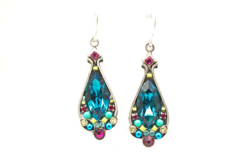 Indicolite  Large Crystal Earrings by Firefly Jewelry