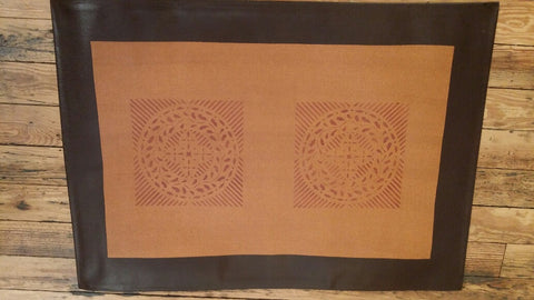Edward Durant Circle Variant in Brick and Antique with Black Border - 2 feet x 3 feet