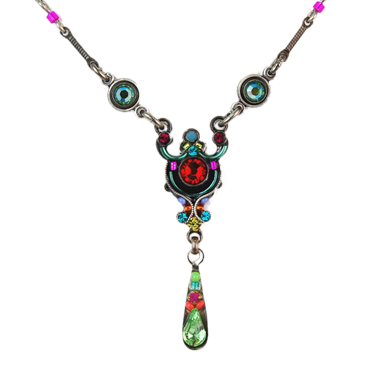 Multi Color Delicate Mosaic Necklace by Firefly Jewelry