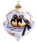 Winter Birds Tear Drop Ceramic Ornament