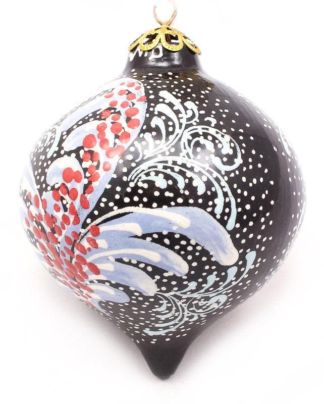 Winter Berry Tear Drop Ceramic Ornament