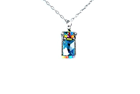 Multi Color Square Mosaic Necklace by Firefly Jewelry