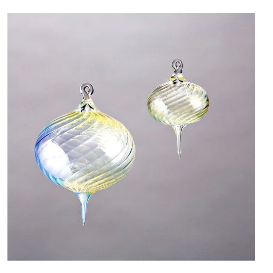 Silver Moonstone Optic Twist Glass Ornament Large