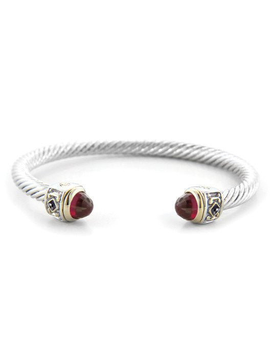 Nouveau Small Wire Cuff with Garnet Swarovksi Crystal by John Medeiros