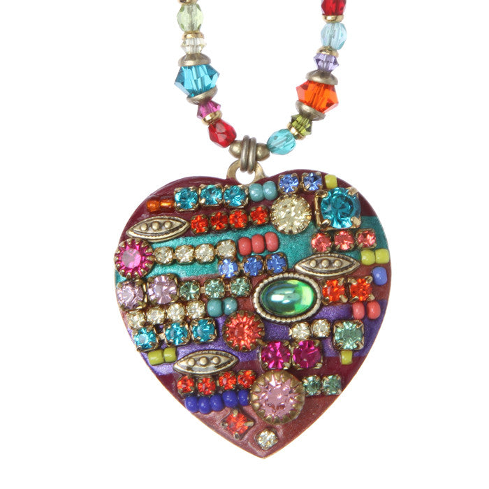 Multi Bright Heart Necklace by Michal Golan